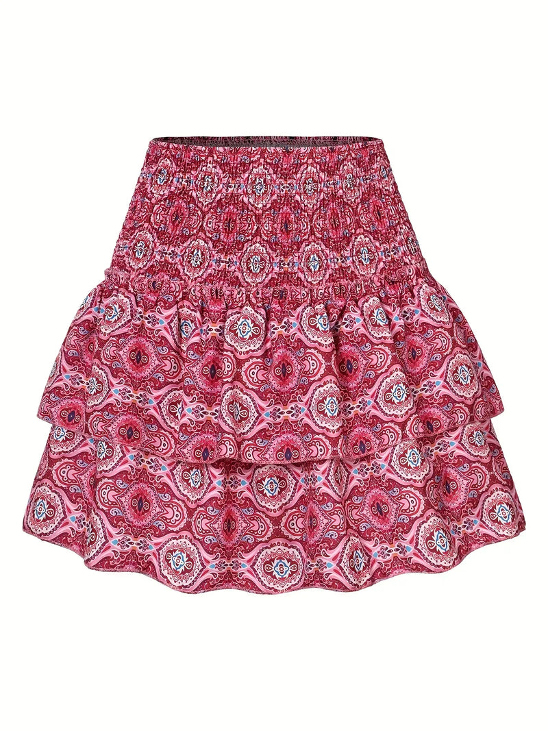 Boho Minirock Damen - Sommerrock mit Paisley-Muster-Luzern Mode