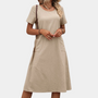 Damen Sommerkleid mit Taschen - Elegantes Freizeitkleid-Beige-2XS-Luzern Mode