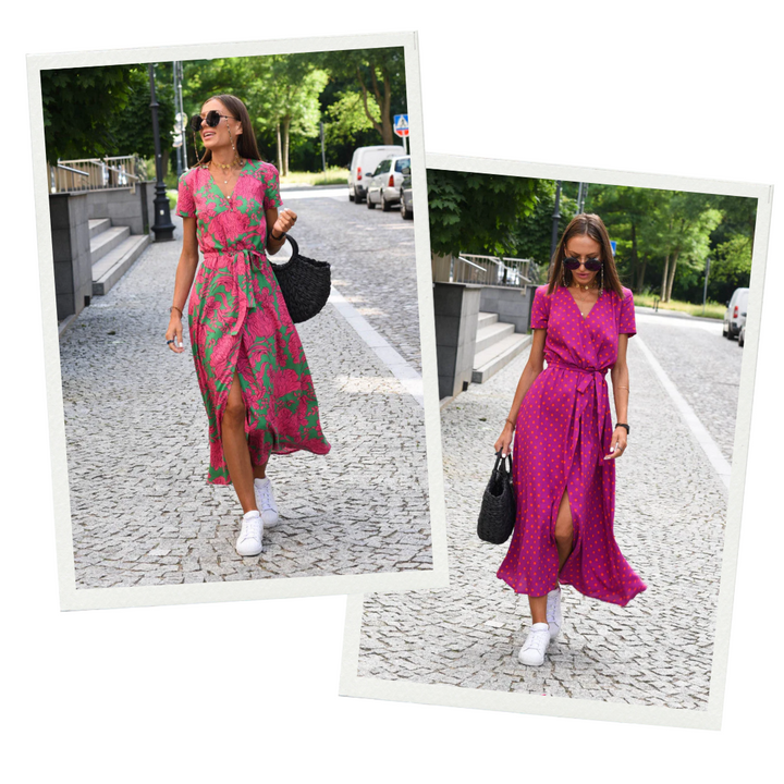 Sommerkleid | Blumenmuster | Lang | Kurze Ärmel | Lässig | V-Ausschnitt-Luzern Mode