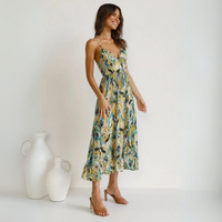 Sommerkleid Damen Rückenfrei | Auffälliger Druck | Leicht bequem | V-Ausschnitt-Luzern Mode