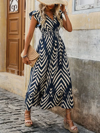 Rückenfreies Maxikleid mit Ethno-Muster für Damen-Luzern Mode