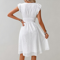 Sommerliches Damenkleid mit Spitze und Rüschenärmeln-Luzern Mode