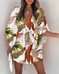 Sommerkleid Damen | V-Ausschnitt | Rüschen | Leicht | Urlaub | Boho Stil-A-S-Luzern Mode