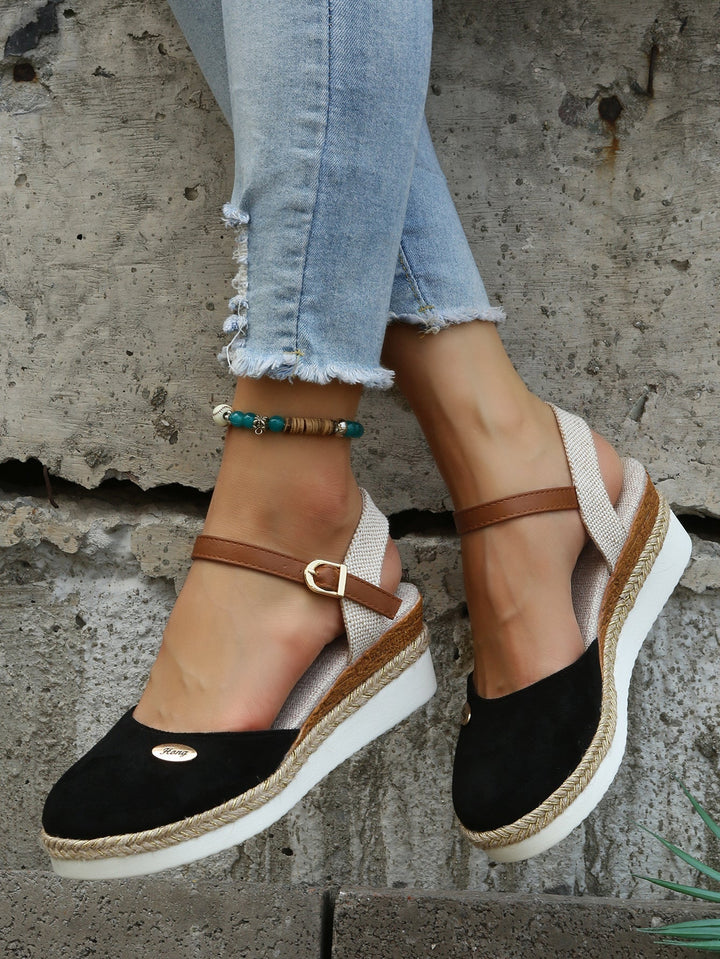 Damen Espadrilles | PU | Gummisohle | Flache Sohle | Atmungsaktiv-Schwarz-35-Luzern Mode