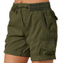 Damen Strandshorts | Cargo Stil | Skinny Fit | Einfarbig | Taschen-Grün-S-Luzern Mode