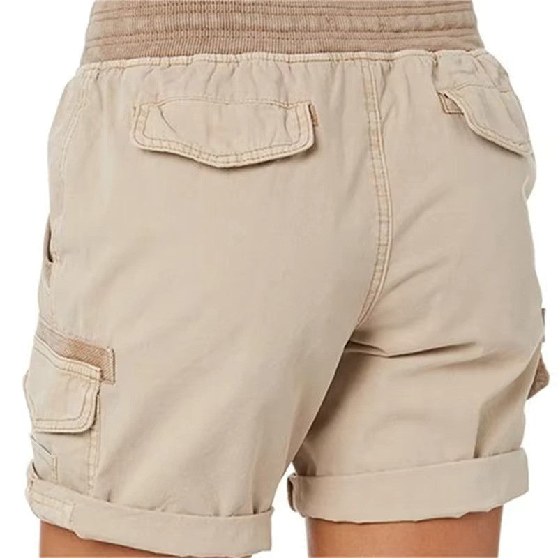 Damen Strandshorts | Cargo Stil | Skinny Fit | Einfarbig | Taschen-Luzern Mode