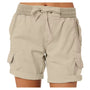 Damen Strandshorts | Cargo Stil | Skinny Fit | Einfarbig | Taschen-Khaki-S-Luzern Mode