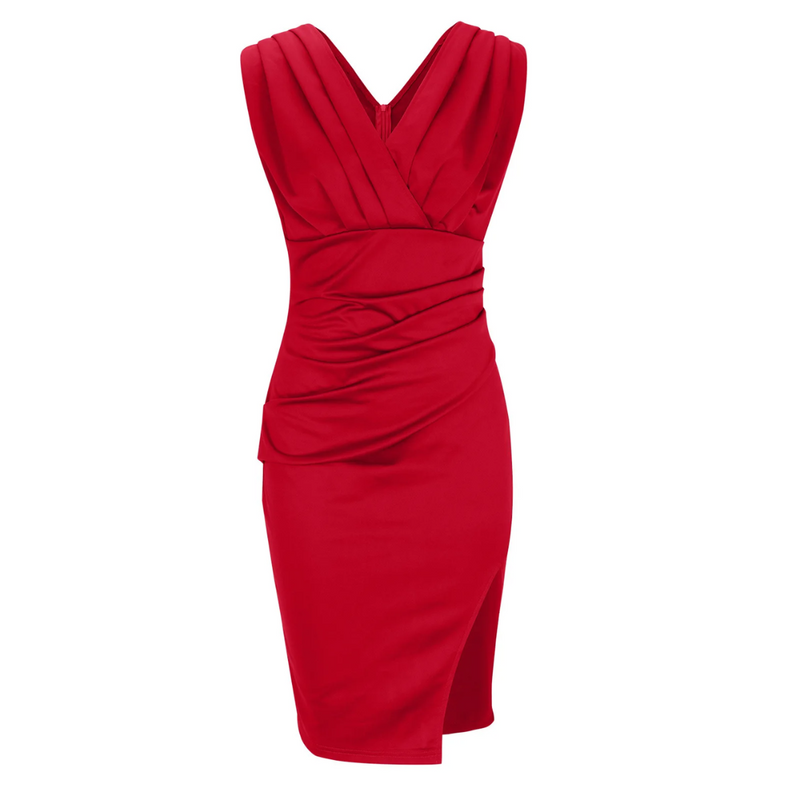 Elegantes Abendkleid mit Schlitz und V-Ausschnitt Damen-Luzern Mode
