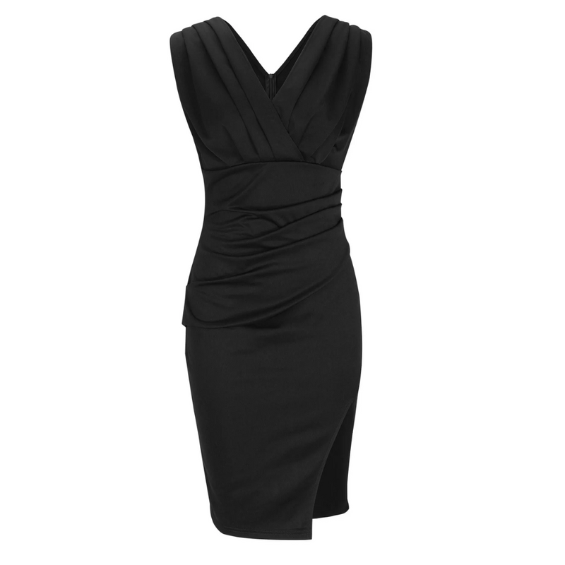Elegantes Abendkleid mit Schlitz und V-Ausschnitt Damen-Luzern Mode