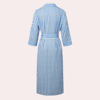 Leinenkleid Damen gestreift Sommerkleid mit Gürtel-Luzern Mode