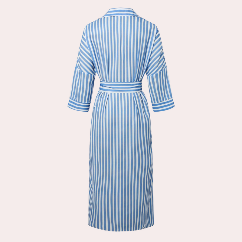 Leinenkleid Damen gestreift Sommerkleid mit Gürtel-Luzern Mode