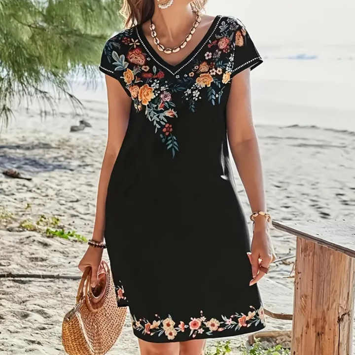 Stickerei Sommerkleid Damen - Elegantes Freizeitkleid-XS-Luzern Mode