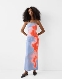 Maxikleid | Sommerlich | Trägerlos | Bunt | Tailliert | Schlitz-Luzern Mode