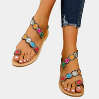 Hochwertige Damen Sandalen mit Komfort-Fußbett-Mehrfarbig-35-Luzern Mode