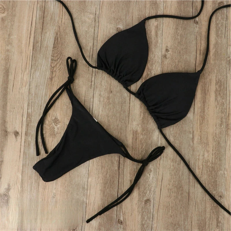 Bikini | Egaal Braun | Microtan-Stoff | Dreieck | Verstellbar-Luzern Mode