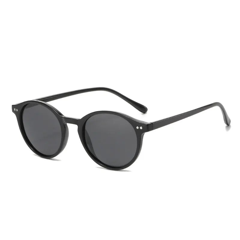 Runde Unisex Sonnenbrille Set - Stilvolle Retro-Optik-Schwarz-Luzern Mode