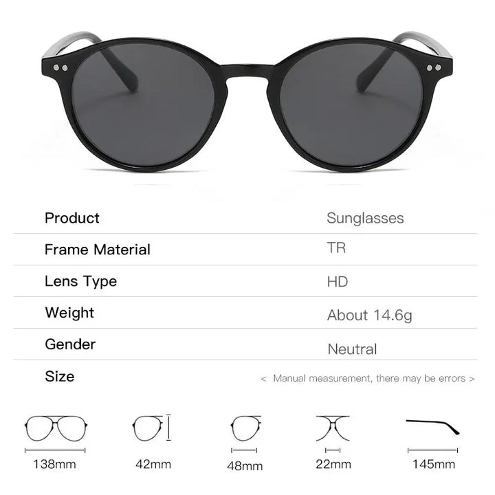 Runde Unisex Sonnenbrille Set - Stilvolle Retro-Optik-Luzern Mode