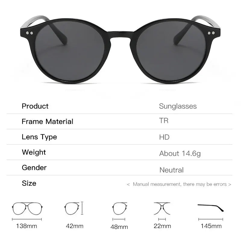 Runde Unisex Sonnenbrille Set - Stilvolle Retro-Optik-Luzern Mode