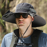 Sonnenhut mit Solarventilator | Kühlung bei Hitze | UV-Schutz | Ideal für Outdoor-Dunkelgrau-Luzern Mode