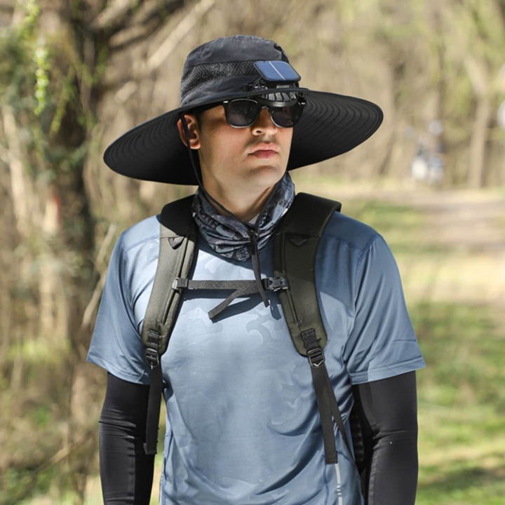 Sonnenhut mit Solarventilator | Kühlung bei Hitze | UV-Schutz | Ideal für Outdoor-Luzern Mode