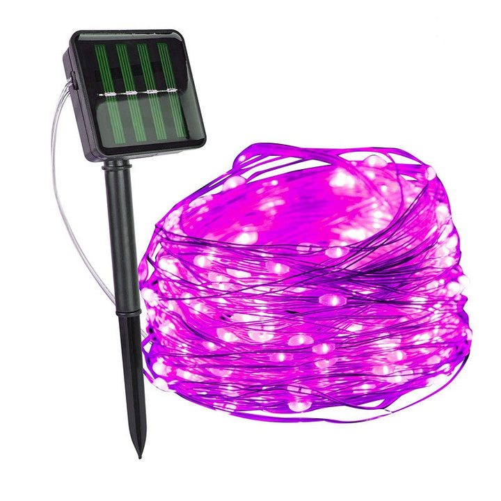 LED Lichterkette für Außen | Solarenergie | Nachhaltig | Wasserdicht-Rosa-5m-Luzern Mode