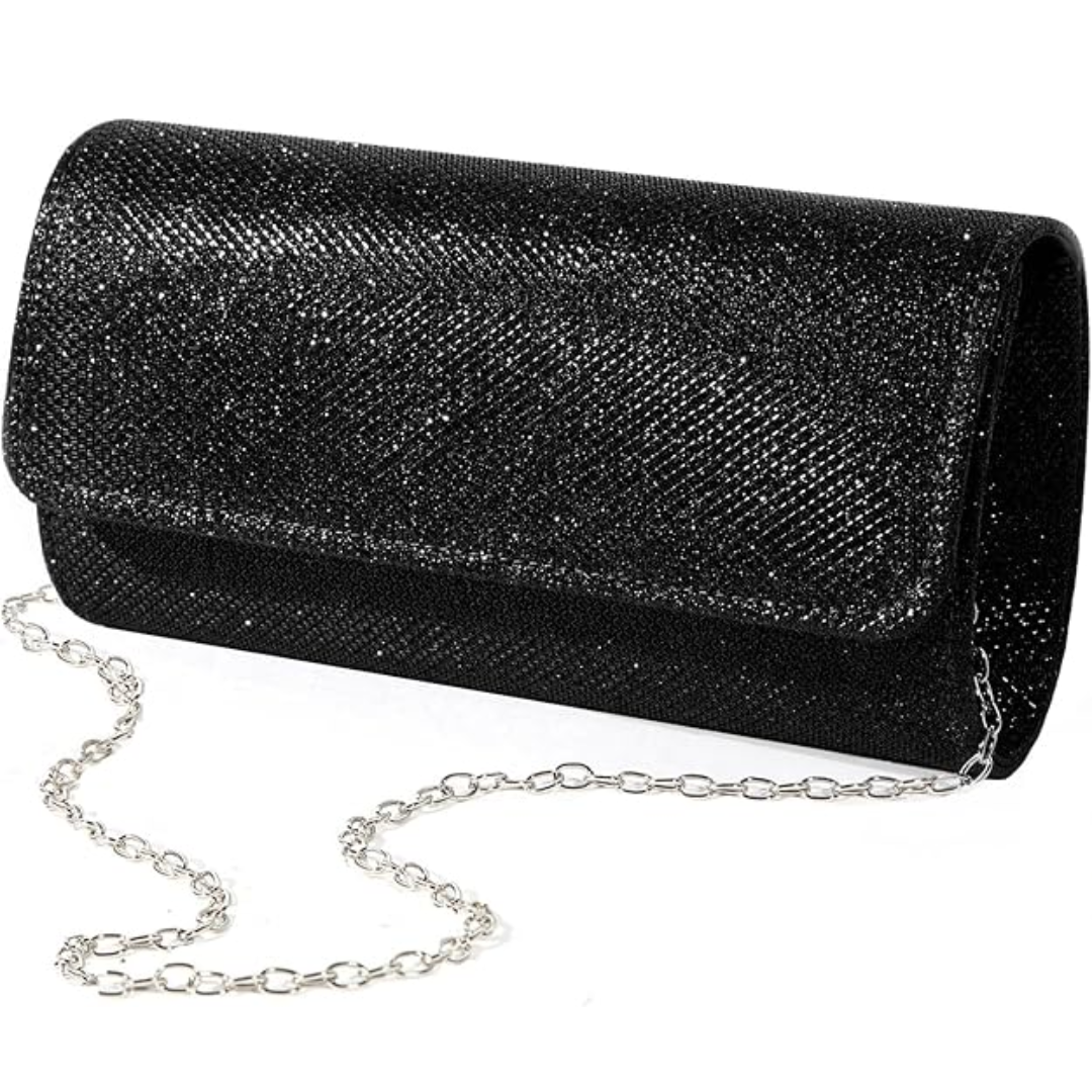 Luxuriöse Damen Clutch mit Handy- und Kosmetikfach-Schwarz-Luzern Mode
