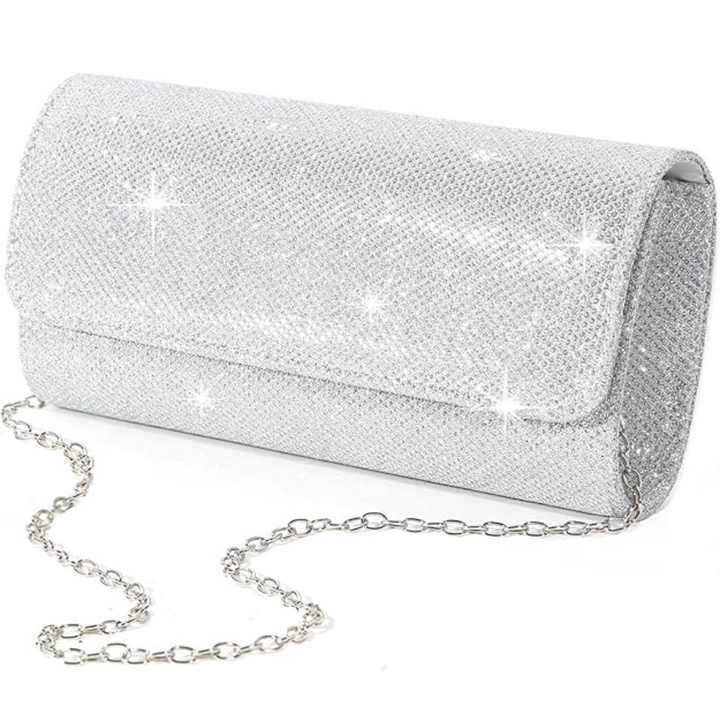 Luxuriöse Damen Clutch mit Handy- und Kosmetikfach-Silber-Luzern Mode