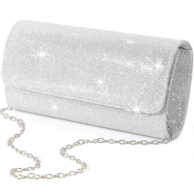 Luxuriöse Damen Clutch mit Handy- und Kosmetikfach-Silber-Luzern Mode