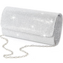 Luxuriöse Damen Clutch mit Handy- und Kosmetikfach-Silber-Luzern Mode