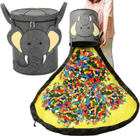 Spieldecke | 2-in-1 | Aufbewahrungskorb | Filz | Geräumig | Robust | Tierdruck-Elefant-Luzern Mode