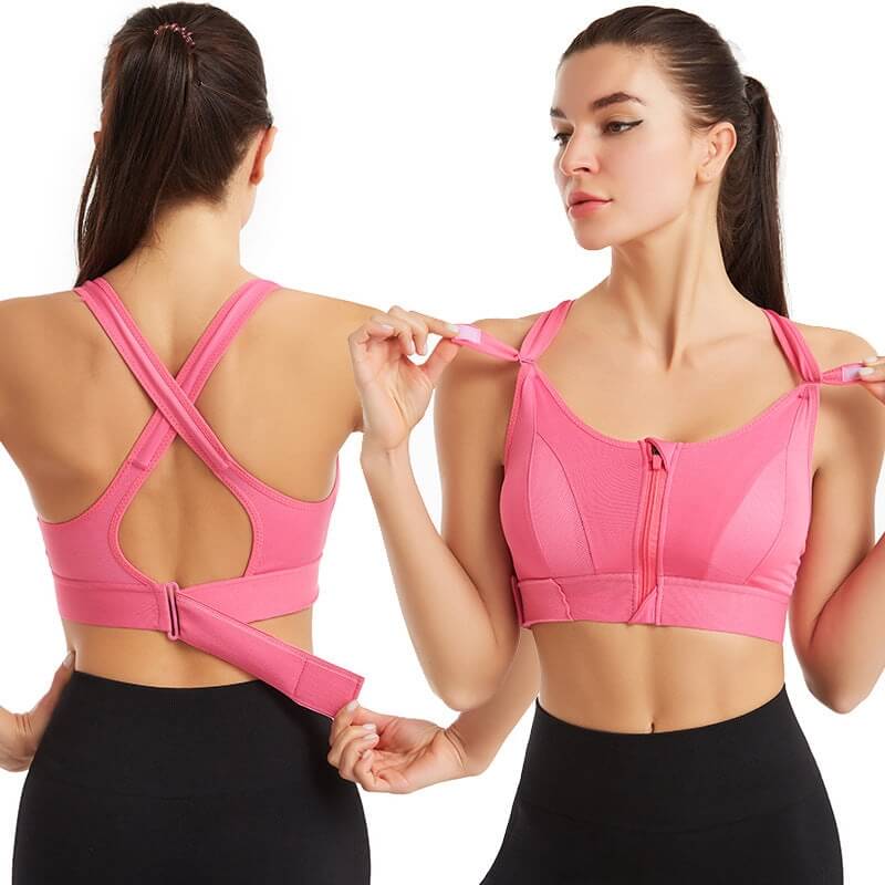 Sport BH mit starkem Halt | Front-Reißverschluss | 1 kaufen 1 gratis Aktion-Lichtrosa-S-Luzern Mode