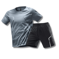 Sport Outfit Herren | Atmungsaktiv | Fitness | Tennis | Lauf | Sommer | Training-Dunkelgrau-M-Luzern Mode