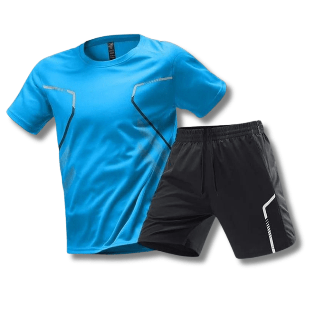 Sport Outfit Herren | Atmungsaktiv | Fitness | Tennis | Lauf | Sommer | Training-Hellblau-M-Luzern Mode