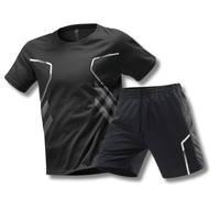 Sport Outfit Herren | Atmungsaktiv | Fitness | Tennis | Lauf | Sommer | Training-Schwarz-M-Luzern Mode