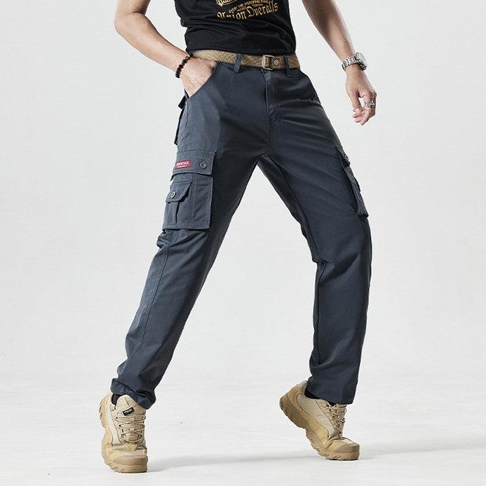 Herren Cargo Hose mit Taschen für Outdoor Aktivitäten-Grau-30-Luzern Mode