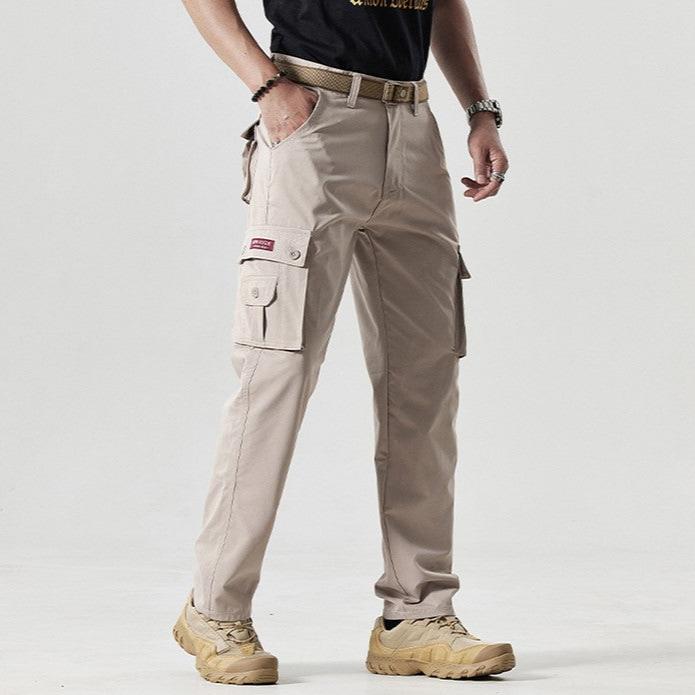 Herren Cargo Hose mit Taschen für Outdoor Aktivitäten-Khaki-30-Luzern Mode