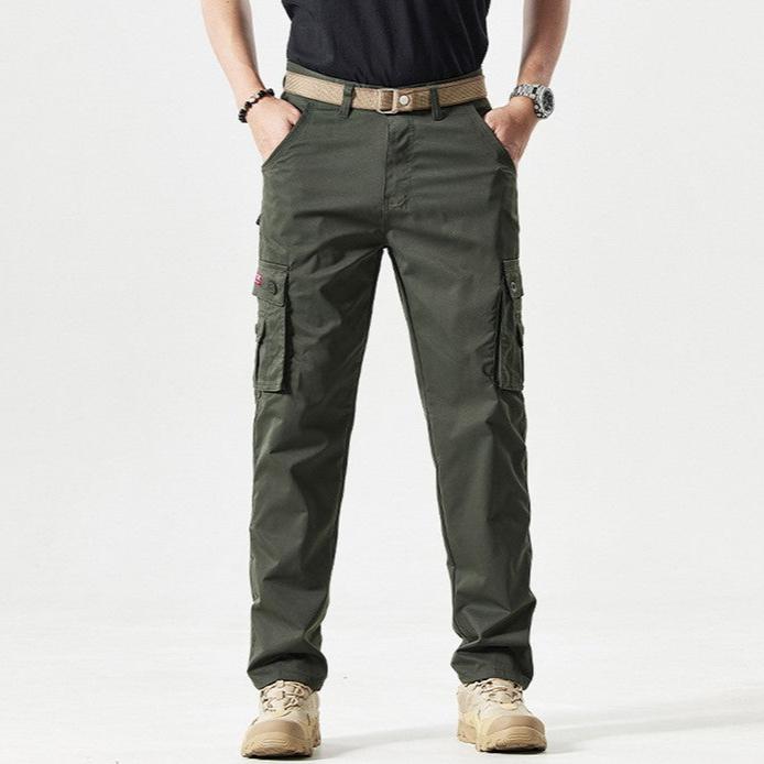 Herren Cargo Hose mit Taschen für Outdoor Aktivitäten-Olivgrün-30-Luzern Mode