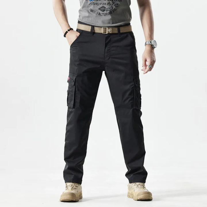Herren Cargo Hose mit Taschen für Outdoor Aktivitäten-Schwarz-30-Luzern Mode