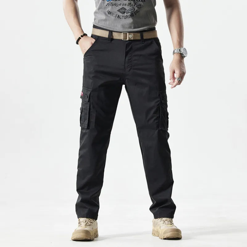 Herren Cargo Hose mit Taschen für Outdoor Aktivitäten-Schwarz-30-Luzern Mode