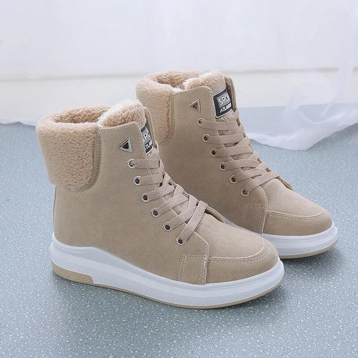 Damen Winterstiefel mit Warmfutter und rutschfester Sohle-Beige-35-Luzern Mode