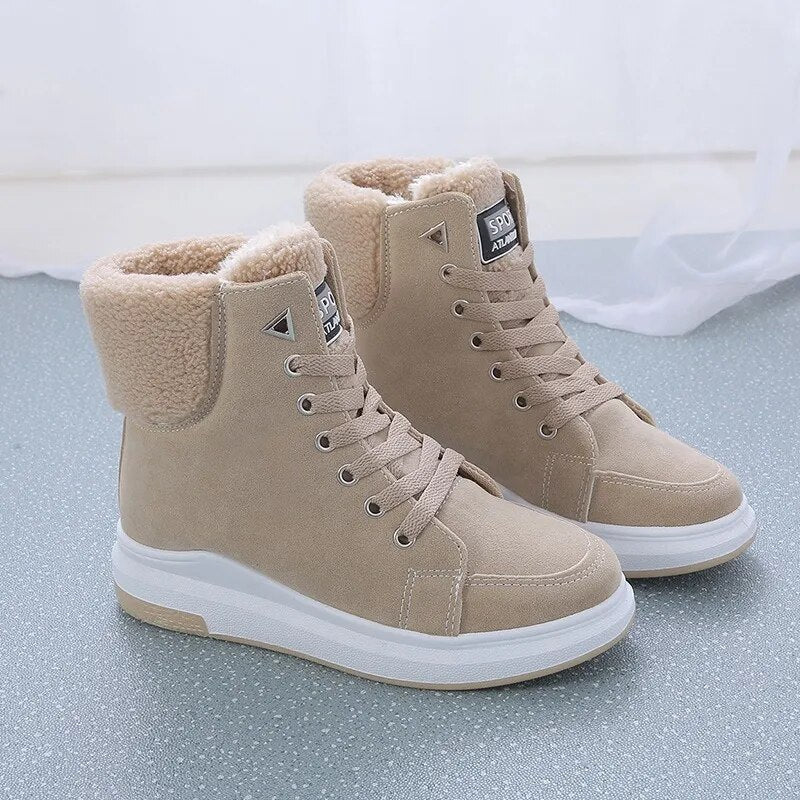 Damen Winterstiefel mit Warmfutter und rutschfester Sohle-Beige-35-Luzern Mode