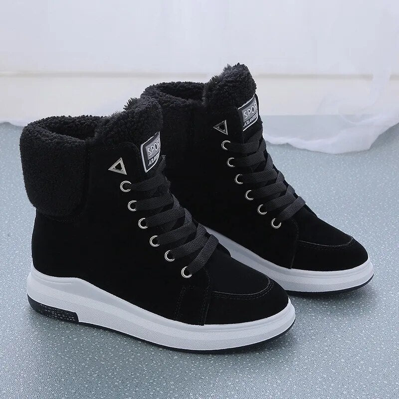Damen Winterstiefel mit Warmfutter und rutschfester Sohle-Schwarz-35-Luzern Mode
