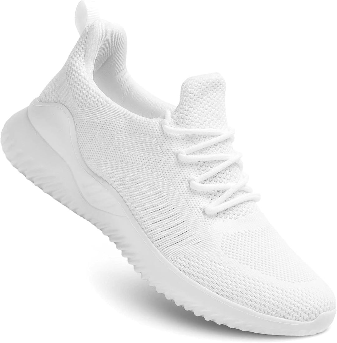Herren Sneaker Sportschuhe Atmungsaktiv Rutschfest Laufen-Weiß-39-Luzern Mode