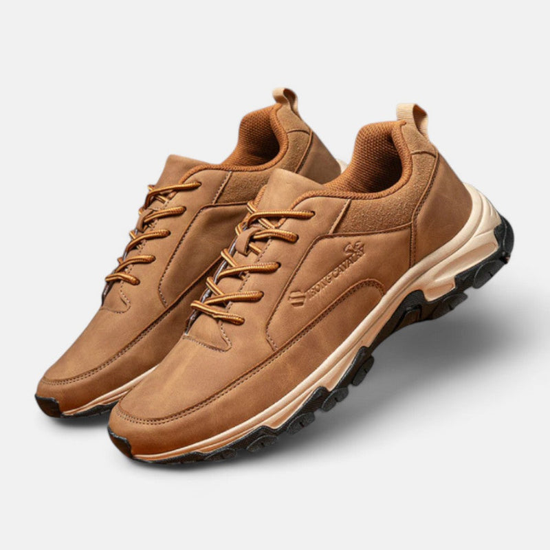 Herren Sneaker Leder - Bequeme Freizeitschuhe für Alltag-Khaki-39-Luzern Mode