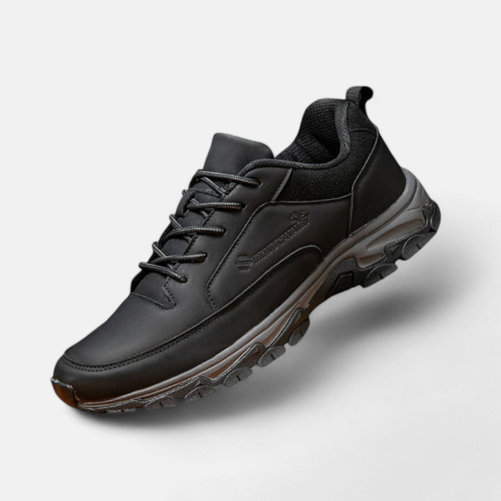 Herren Sneaker Leder - Bequeme Freizeitschuhe für Alltag-Schwarz-39-Luzern Mode