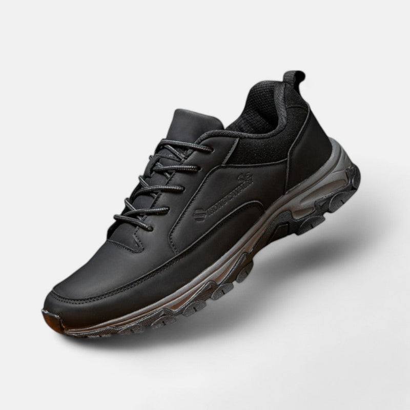 Herren Sneaker Leder - Bequeme Freizeitschuhe für Alltag-Schwarz-39-Luzern Mode