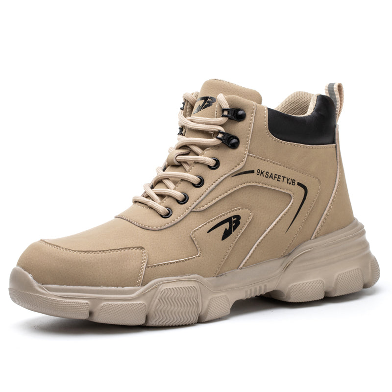 Herren Sneaker Leder Wasserdicht Rutschfest Bequem-Beige-36-Luzern Mode