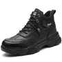 Herren Sneaker Leder Wasserdicht Rutschfest Bequem-Schwarz-36-Luzern Mode