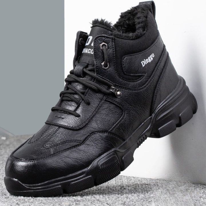 Herren Sneaker Leder Wasserdicht Rutschfest Bequem-Schwarz B-36-Luzern Mode