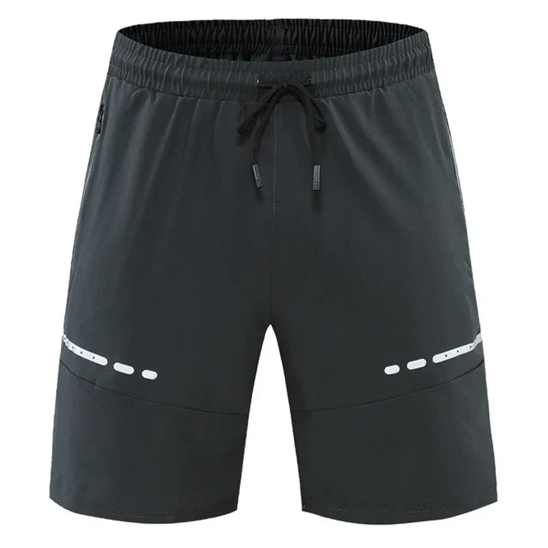 Trainingsshorts Herren | Slim Fit | Reißverschlusstaschen | leicht | dehnbar | kurz-Grau-S-Luzern Mode